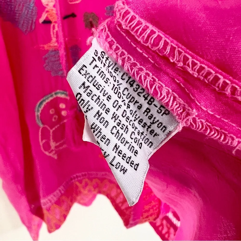 JOHNNY WAS Zadonia Embroidered Tie Neck Blouse in Fuchsia Pink